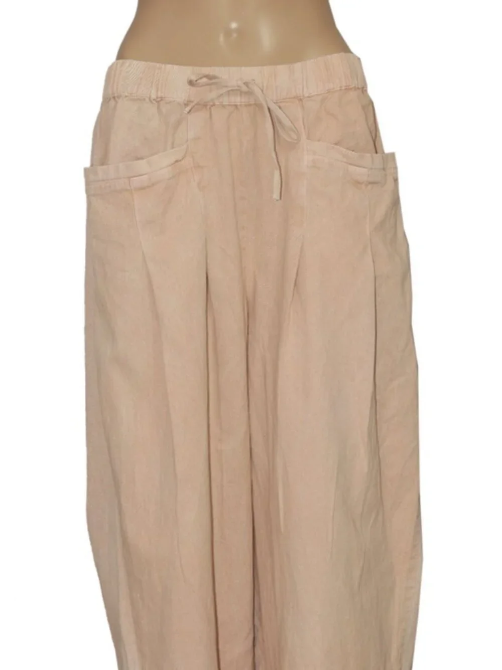 Free People Day In The Life Drawstring Pocket Peach Straight Leg Pants S